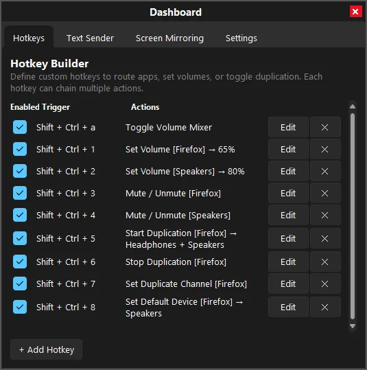 Volume Mixer - Dashboard