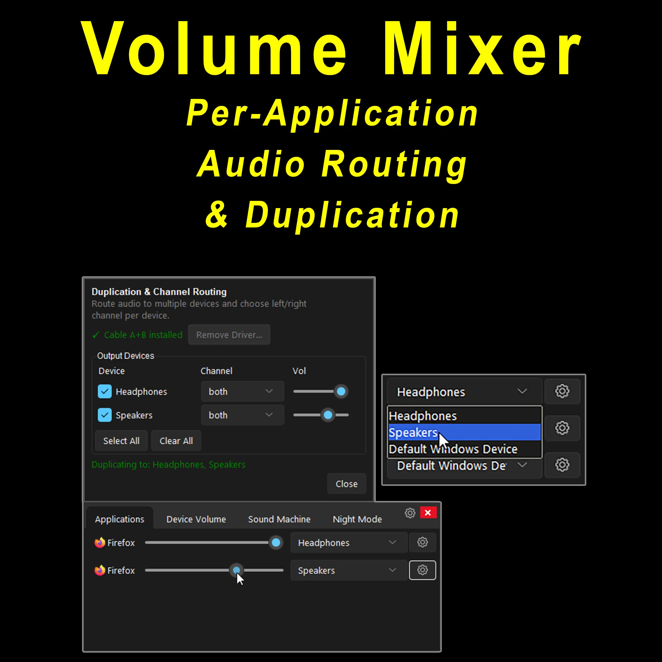 Volume Mixer - per-application audio routing and duplication software