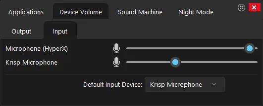 Volume Mixer - selecting a microphone input device