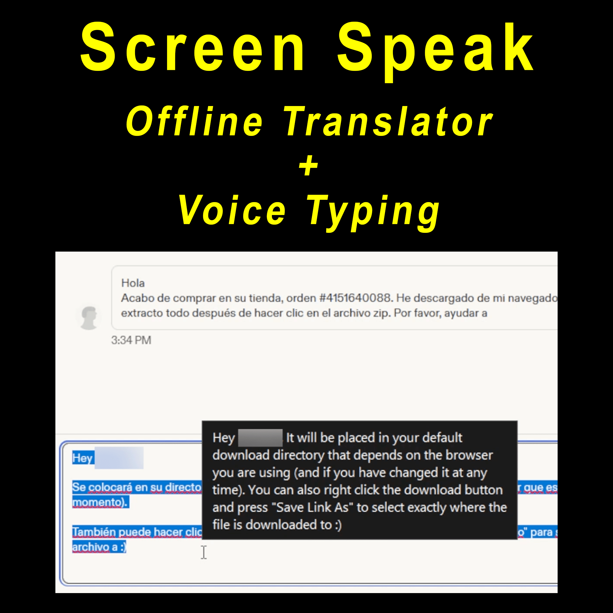 Screen Speak - offline translator and voice typing software for Windows